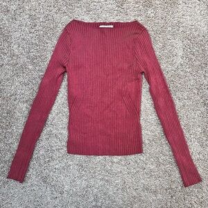 Abercrombie & Fitch Red Ribbed Sweater